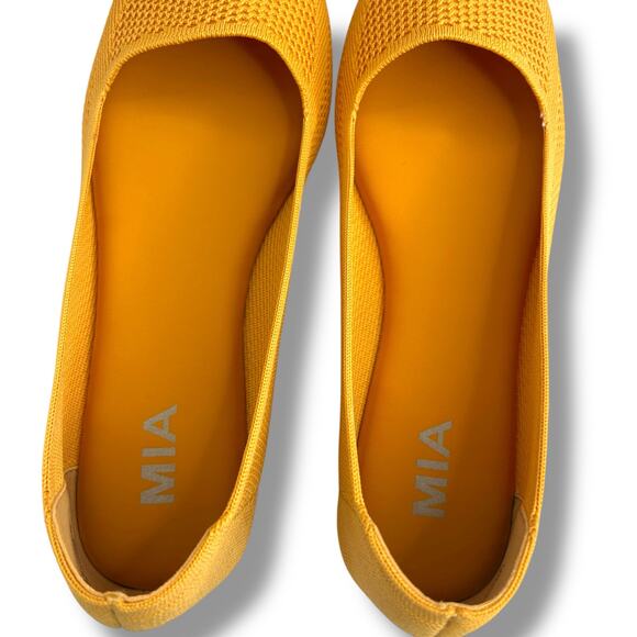 NEW MIA Corrine Mustard Knit Ballet Flats Size 7.5 Gold Yellow Slip On Pointed - Picture 5 of 12